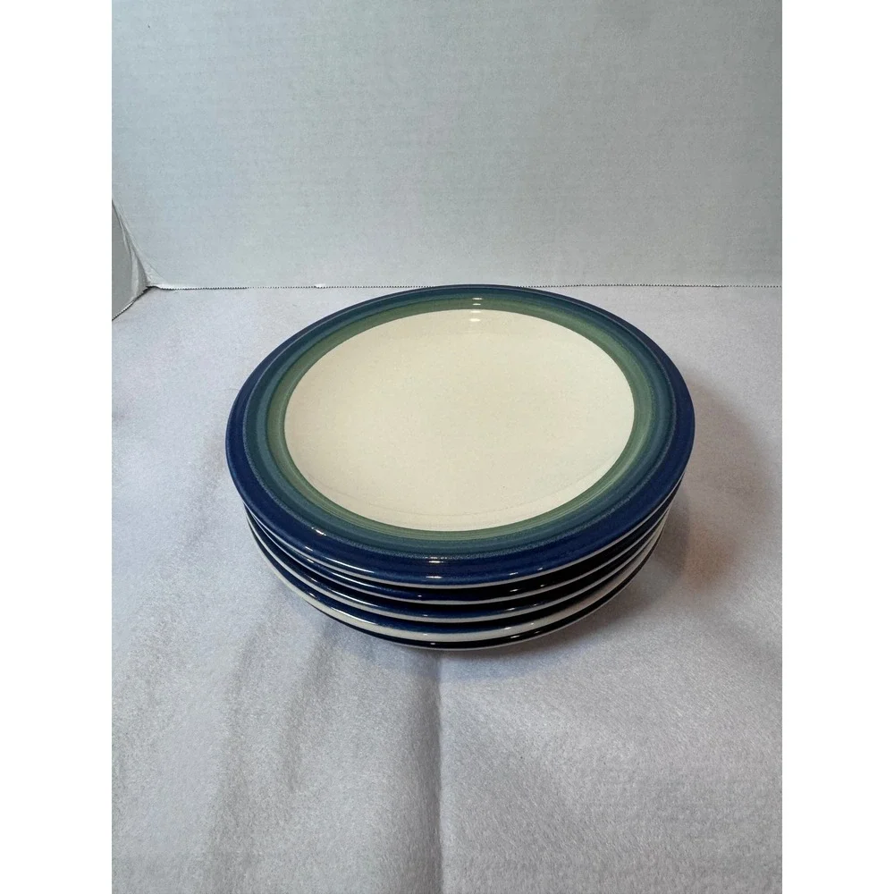 Pfaltzgraff Salad Plates Blue Ocean Breeze Set of 5 Banded